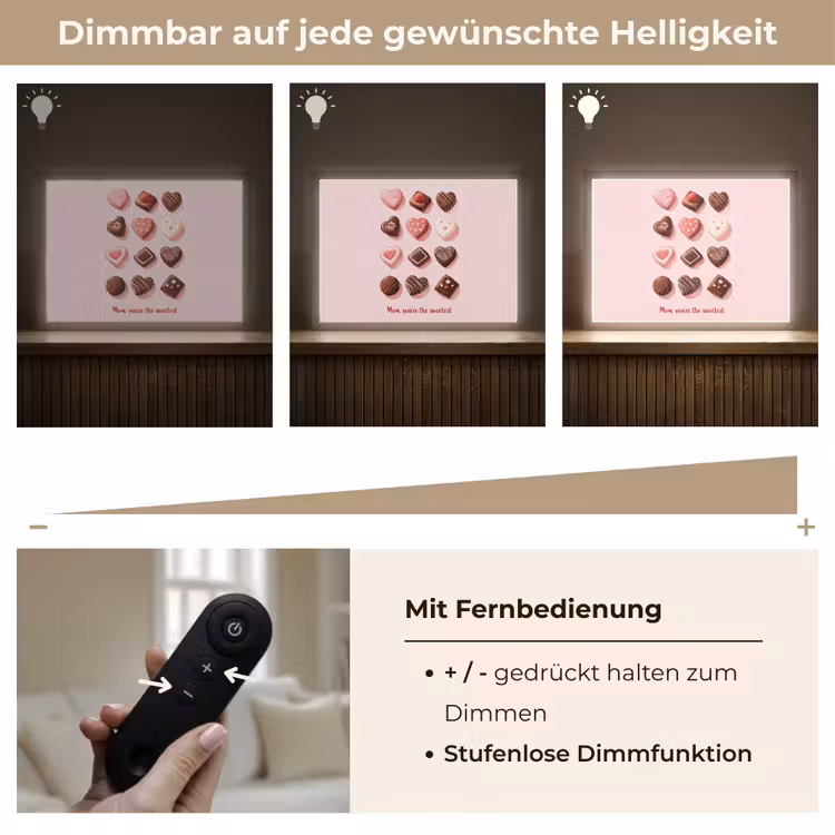 Chocolaatjes - Hartvormig - Liefste Light Box met batterij (Wandlamp) middel -USP_dimbaarDE