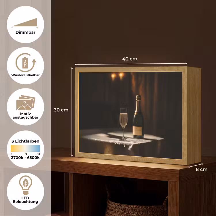 Prosecco - Bubbels - Sfeervol - Drank Light Box met batterij (Wandlamp) middel -USP_websiteoverzichtDE