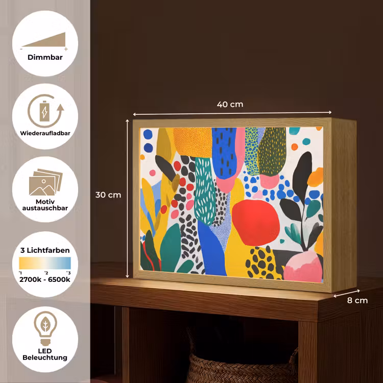 Stippen - Vormen - Modern - Kleuren Light Box met batterij (Wandlamp) middel -USP_websiteoverzichtDE