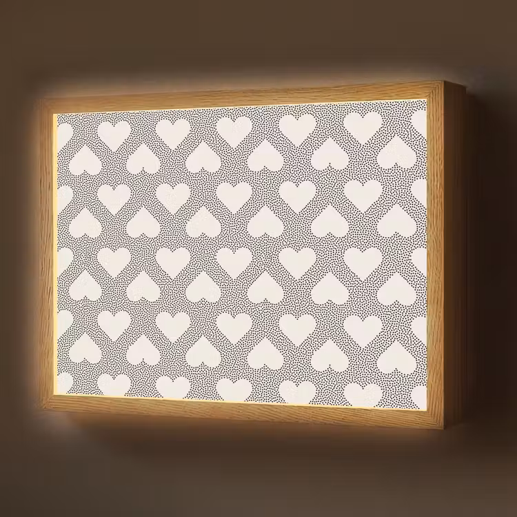 Stippen - Hart - Zwart - Wit Light Box met batterij (Wandlamp) middel 907 -z3d_website