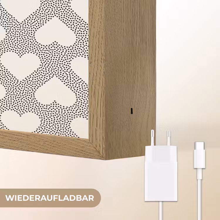 Stippen - Hart - Zwart - Wit Light Box met batterij (Wandlamp) middel 907 -USP_websiteoplaadbaarDE