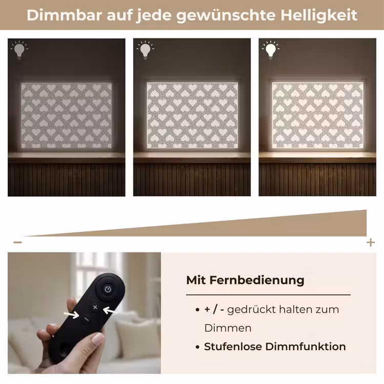 Stippen - Hart - Zwart - Wit Light Box met batterij (Wandlamp) middel 907 -USP_dimbaarDE