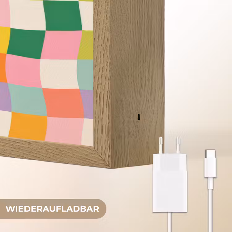 Vierkanten - Kleurrijk - Golvend Light Box met batterij (Wandlamp) middel -USP_websiteoplaadbaarDE