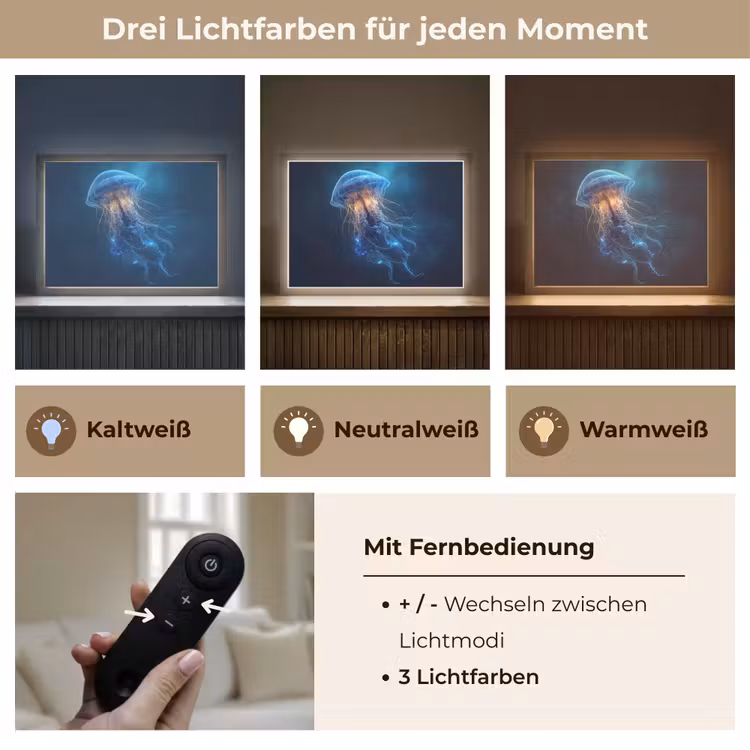 Kwal - Lichtgevend - Tentakels - Blauw Light Box met batterij (Wandlamp) middel -USP_lichtkleurDE