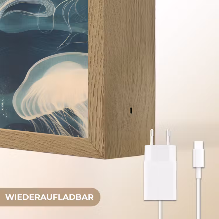 Kwallen - Zee - Wit - Golven Light Box met batterij (Wandlamp) middel -USP_websiteoplaadbaarDE