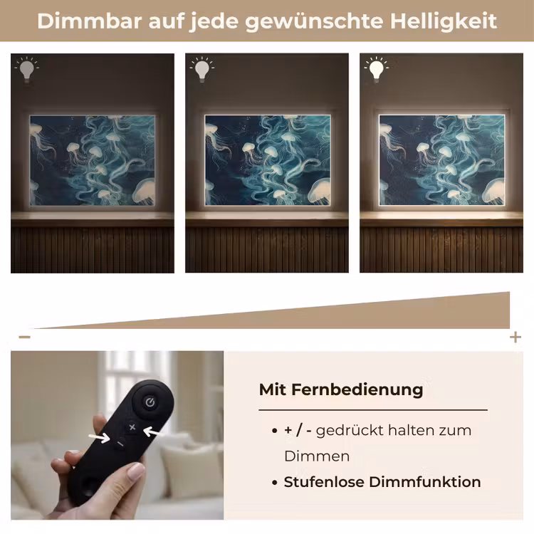 Kwallen - Zee - Wit - Golven Light Box met batterij (Wandlamp) middel -USP_dimbaarDE