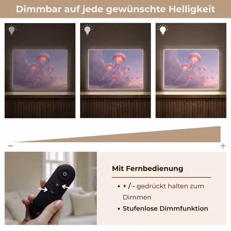 Kwallen - Roze - Wolken Light Box met batterij (Wandlamp) middel -USP_dimbaarDE