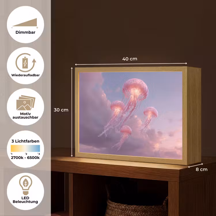 Kwallen - Roze - Wolken Light Box met batterij (Wandlamp) middel -USP_websiteoverzichtDE