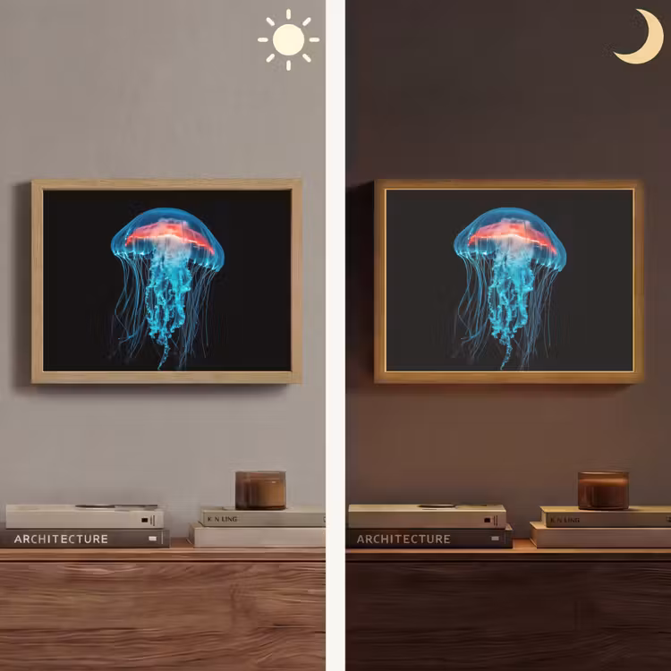 Kwal - Tentakels - Blauw - Licht Light Box met batterij (Wandlamp) middel -sfeer3
