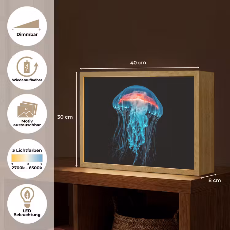 Kwal - Tentakels - Blauw - Licht Light Box met batterij (Wandlamp) middel -USP_websiteoverzichtDE