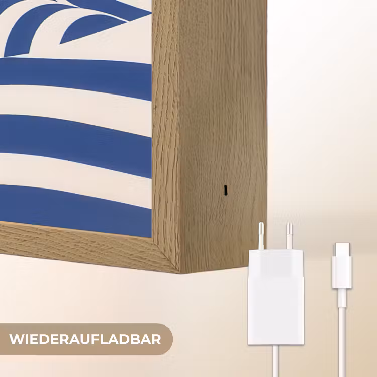 Fietser - Heuvels - Strepen - Blauw Light Box met batterij (Wandlamp) middel -USP_websiteoplaadbaarDE