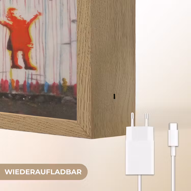 Regen - Graffiti - Man - Banksy Style Light Box met batterij (Wandlamp) middel -USP_websiteoplaadbaarDE