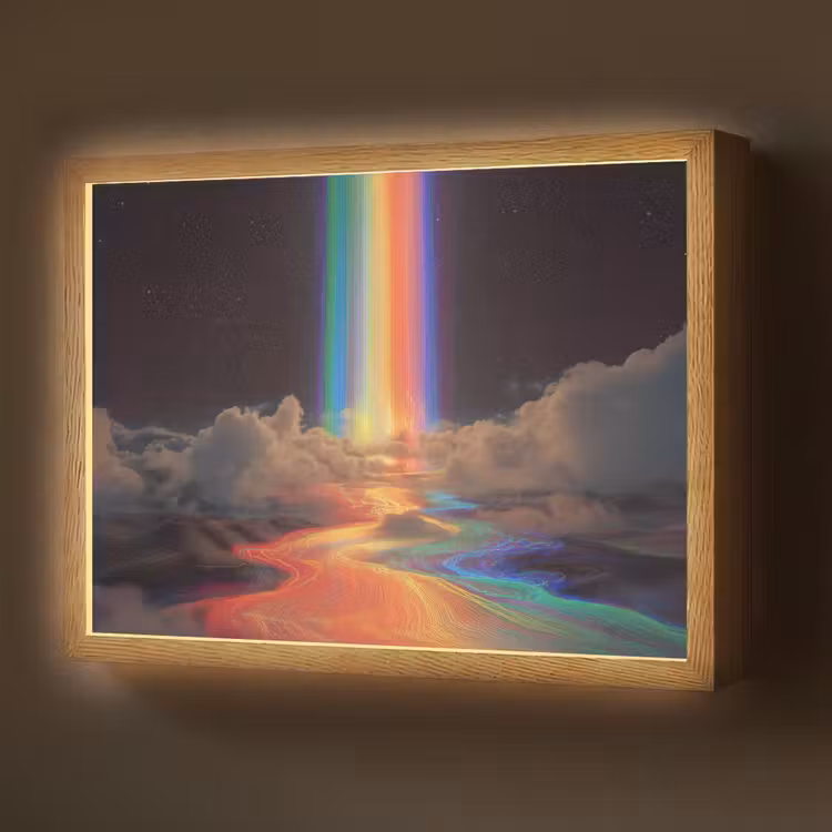 Regenboog - Verticaal - Sterrenhemel - Wolken Light Box met batterij (Wandlamp) middel -z3d_website