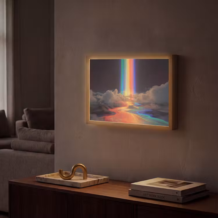 Regenboog - Verticaal - Sterrenhemel - Wolken Light Box met batterij (Wandlamp) middel -sfeer1