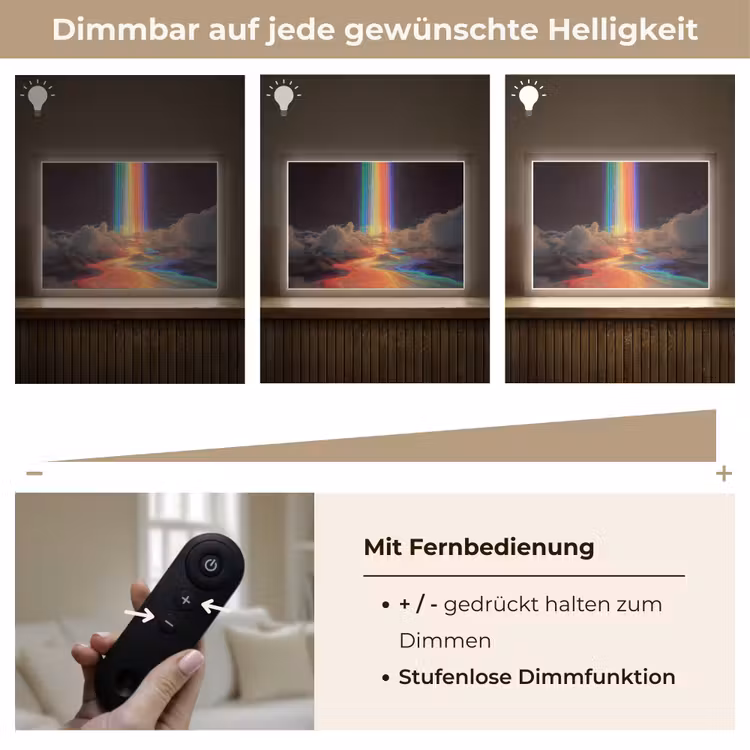 Regenboog - Verticaal - Sterrenhemel - Wolken Light Box met batterij (Wandlamp) middel -USP_dimbaarDE