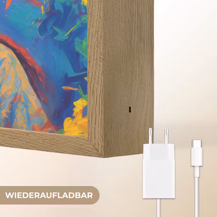 Regenboogkleuren - Man - schilderij Light Box met batterij (Wandlamp) middel -USP_websiteoplaadbaarDE