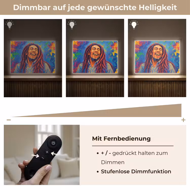 Regenboogkleuren - Man - schilderij Light Box met batterij (Wandlamp) middel -USP_dimbaarDE