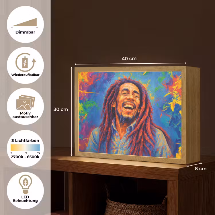 Regenboogkleuren - Man - schilderij Light Box met batterij (Wandlamp) middel -USP_websiteoverzichtDE