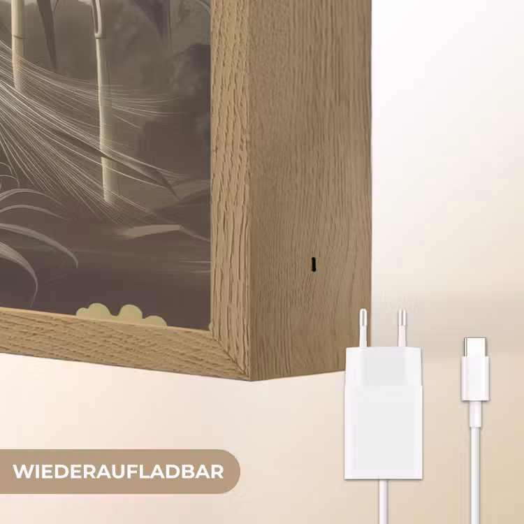 Reiger - Planten - Wolken - Wit Light Box met batterij (Wandlamp) middel -USP_websiteoplaadbaarDE