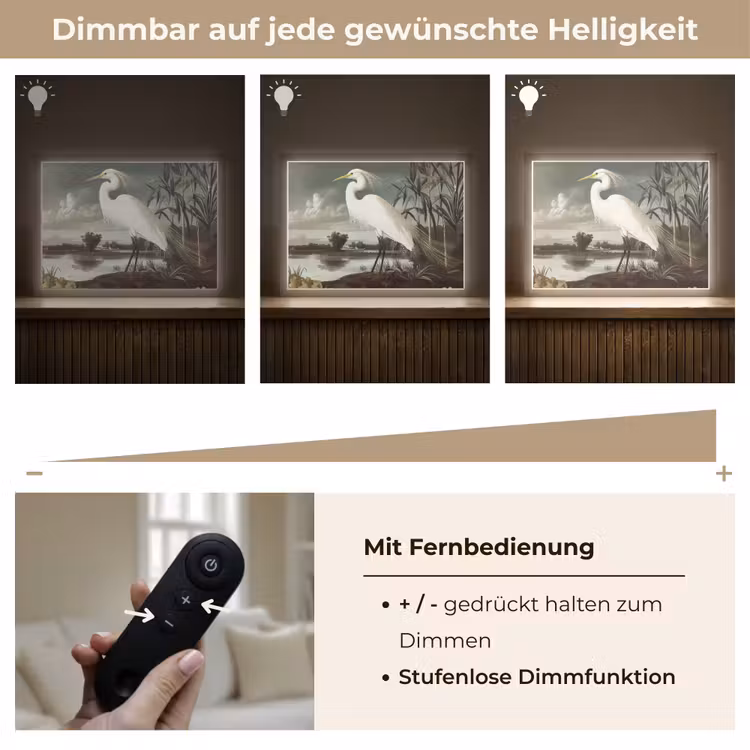 Reiger - Planten - Wolken - Wit Light Box met batterij (Wandlamp) middel -USP_dimbaarDE