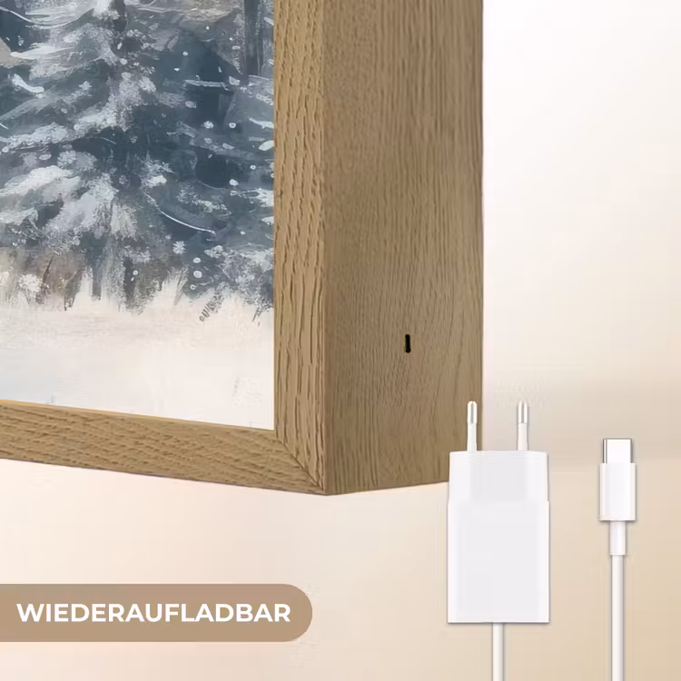 Rendier - Sneeuw - Woud - Wit Light Box met batterij (Wandlamp) middel -USP_websiteoplaadbaarDE