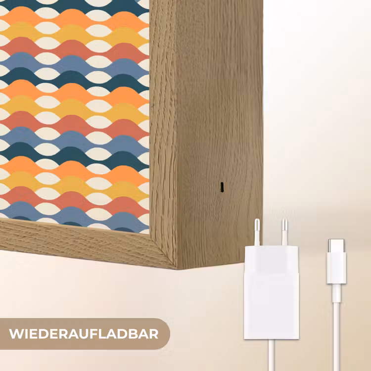 Retro - Disco - Golven Light Box met batterij (Wandlamp) middel 907 -USP_websiteoplaadbaarDE