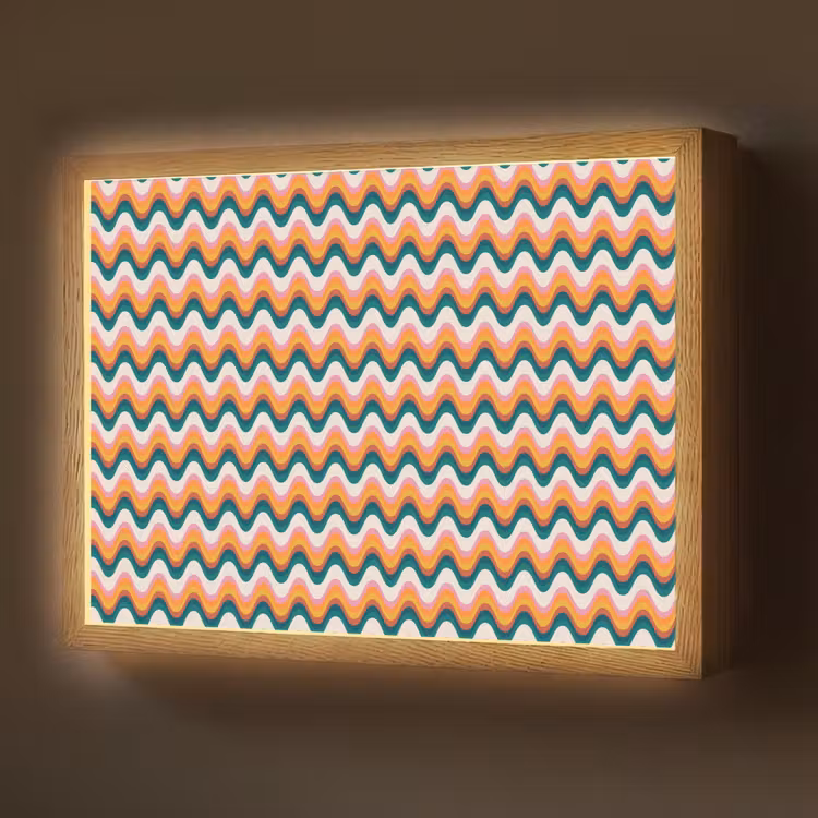 Retro - Disco - Golven - Kleur Light Box met batterij (Wandlamp) middel 907 -z3d_website