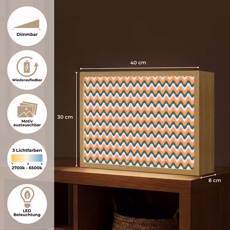 Retro - Disco - Golven - Kleur Light Box met batterij (Wandlamp) middel 907 -USP_websiteoverzichtDE