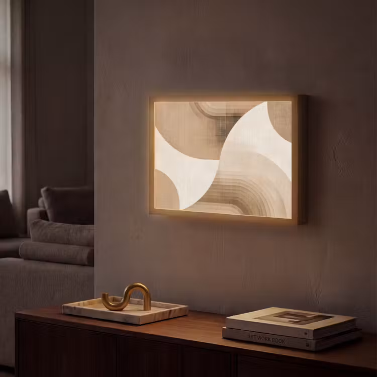Retro - Geometrische lagen - Aardetinten Light Box met batterij (Wandlamp) middel -sfeer1