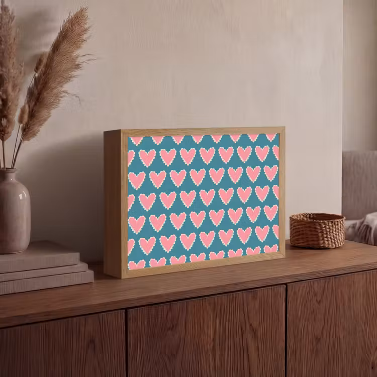 Retro - Hartjes - Patroon Light Box met batterij (Wandlamp) middel 907 -sfeer2