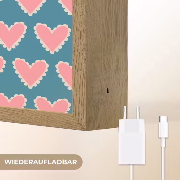 Retro - Hartjes - Patroon Light Box met batterij (Wandlamp) middel 907 -USP_websiteoplaadbaarDE
