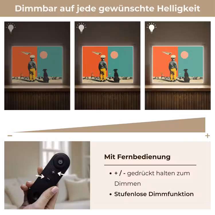 Retro - Jongen - Hond - Rood - Groen Light Box met batterij (Wandlamp) middel -USP_dimbaarDE