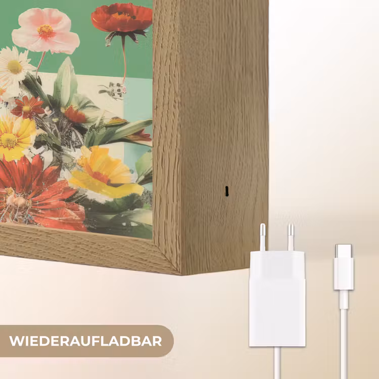Retro - Meisje - Kat - Zon Light Box met batterij (Wandlamp) middel -USP_websiteoplaadbaarDE