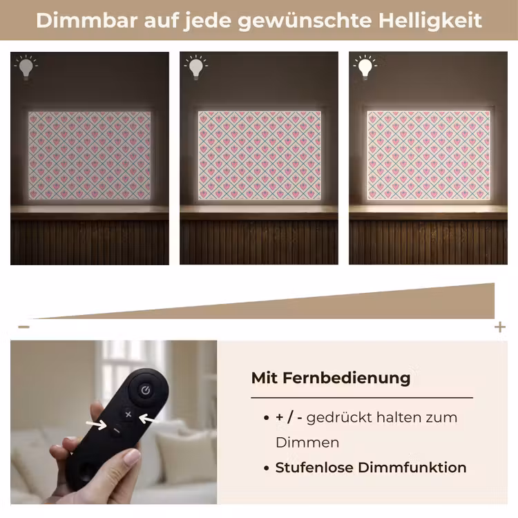 Retro - Ruit - Hartjes - Patroon Light Box met batterij (Wandlamp) middel 907 -USP_dimbaarDE