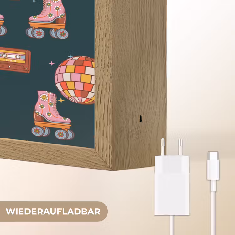 Rolschaatsen - Patroon - Disco Light Box met batterij (Wandlamp) middel 907 -USP_websiteoplaadbaarDE
