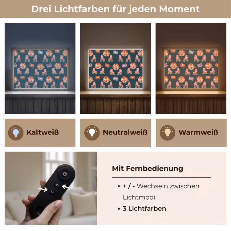 Rolschaatsen - Patroon - Disco Light Box met batterij (Wandlamp) middel 907 -USP_lichtkleurDE