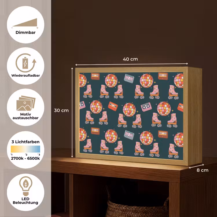 Rolschaatsen - Patroon - Disco Light Box met batterij (Wandlamp) middel 907 -USP_websiteoverzichtDE