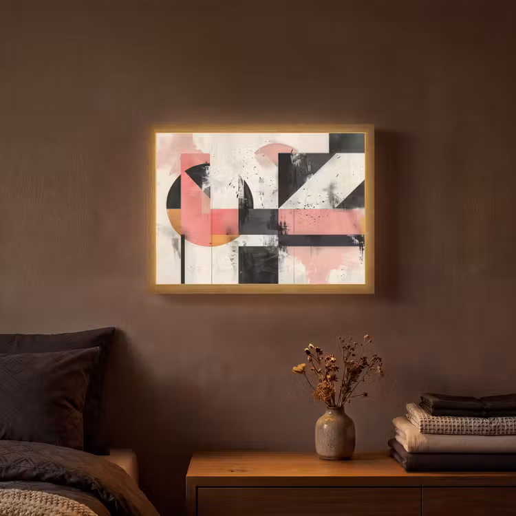 Roze - Abstract - Aesthetic - Modern - Vormen Light Box met batterij (Wandlamp) middel -sfeer4