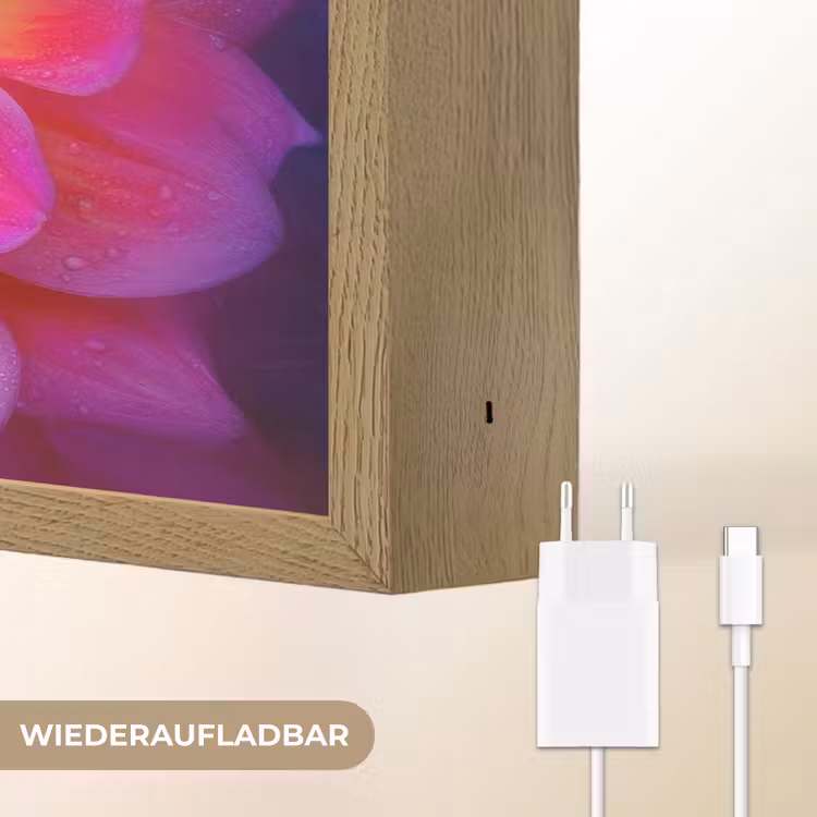 Roze - Dahlia - Kleurrijk Light Box met batterij (Wandlamp) middel -USP_websiteoplaadbaarDE