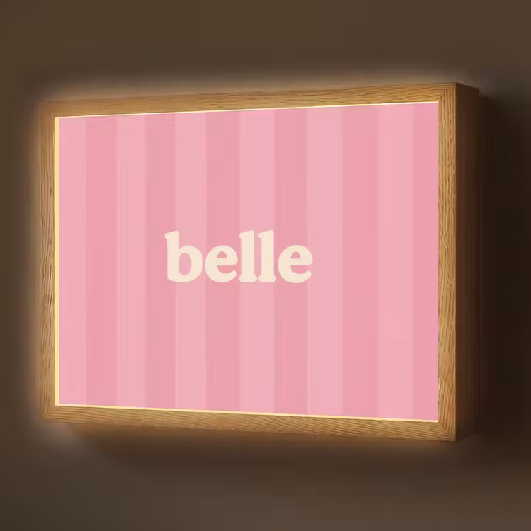 Roze - Gestreept - Belle Light Box met batterij (Wandlamp) middel -z3d_website