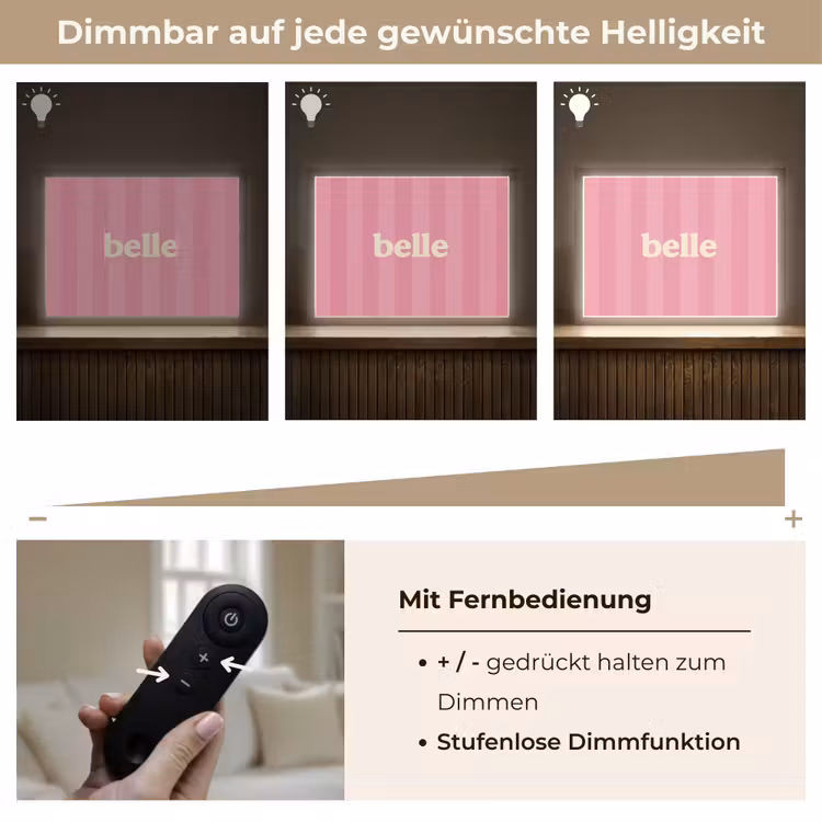 Roze - Gestreept - Belle Light Box met batterij (Wandlamp) middel -USP_dimbaarDE