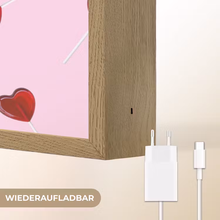 Roze - Hart - Lolly - Snoep Light Box met batterij (Wandlamp) middel -USP_websiteoplaadbaarDE
