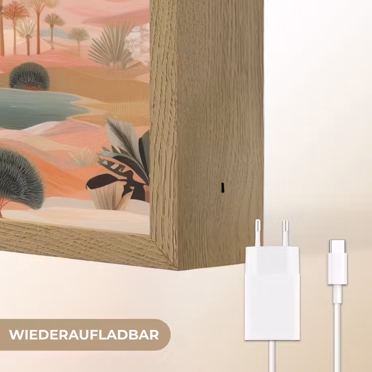 Roze landschap - Palmen - Water Light Box met batterij (Wandlamp) middel -USP_websiteoplaadbaarDE