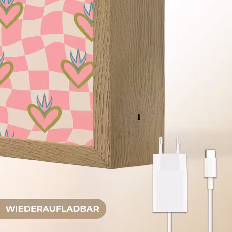 Roze - Retro - Patroon - Geblokt Light Box met batterij (Wandlamp) middel 907 -USP_websiteoplaadbaarDE