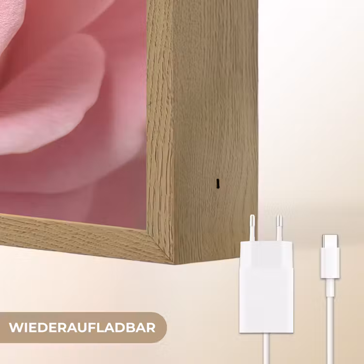 Roze - Roos - Romantisch Light Box met batterij (Wandlamp) middel -USP_websiteoplaadbaarDE