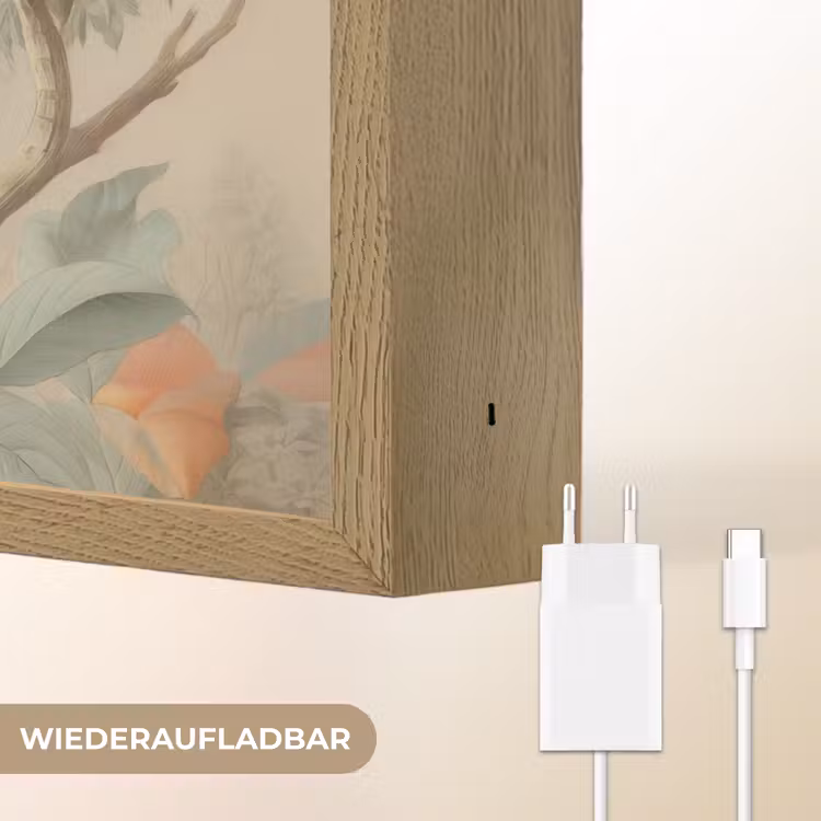 Roze kuifkaketoe - Tak met vruchten - Bladeren Light Box met batterij (Wandlamp) middel -USP_websiteoplaadbaarDE