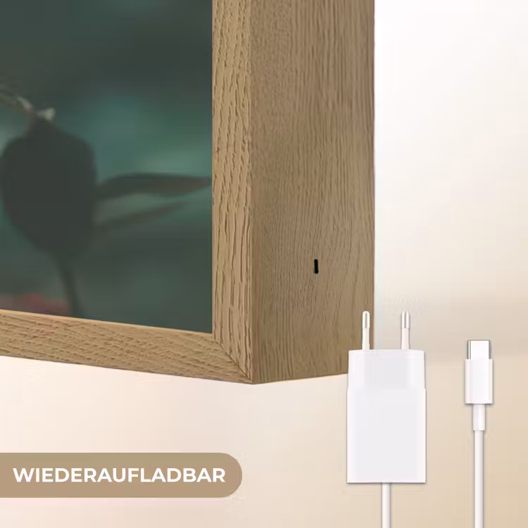 Roos - Bladeren - Dieprood Light Box met batterij (Wandlamp) middel -USP_websiteoplaadbaarDE