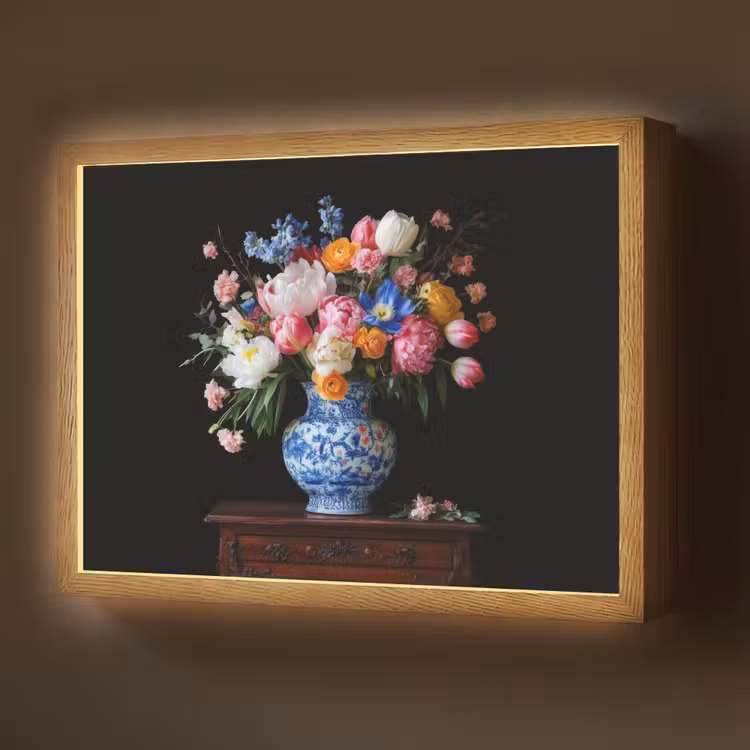 Rozen - Bloemen - Vaas - Boeket Light Box met batterij (Wandlamp) middel -z3d_website