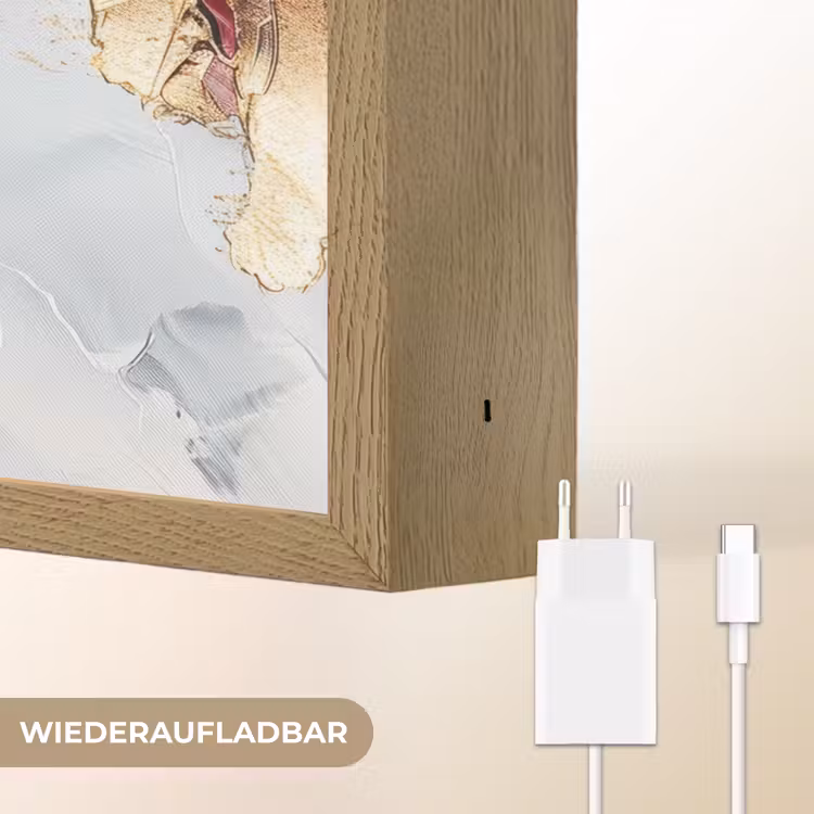 Rood - Abstract - Goud - Modern Light Box met batterij (Wandlamp) middel -USP_websiteoplaadbaarDE