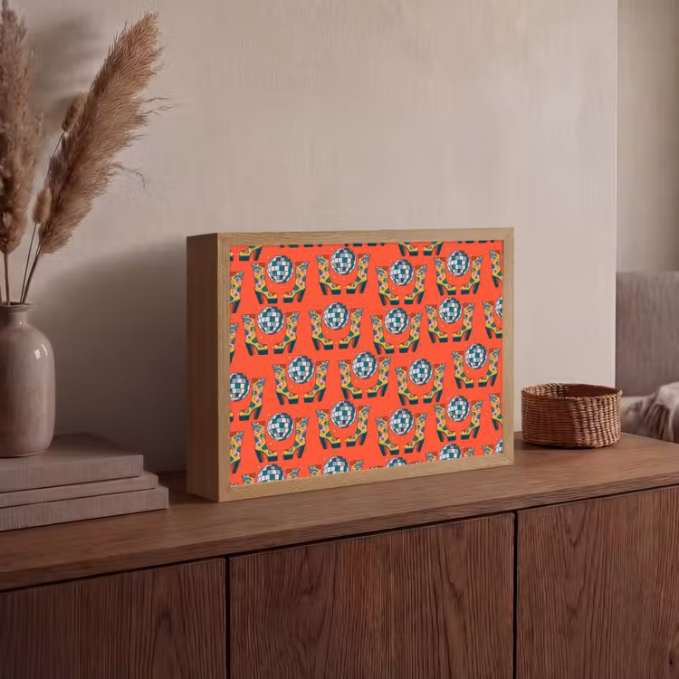 Rood - Disco - Patroon Light Box met batterij (Wandlamp) middel 907 -sfeer2